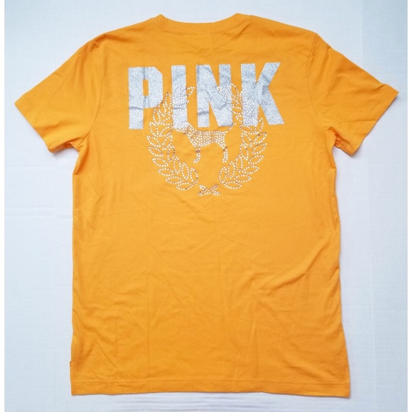 PINK Victoria's Secret Tops - PINK VS Oversized Bling Campus Short Sleeve Tee